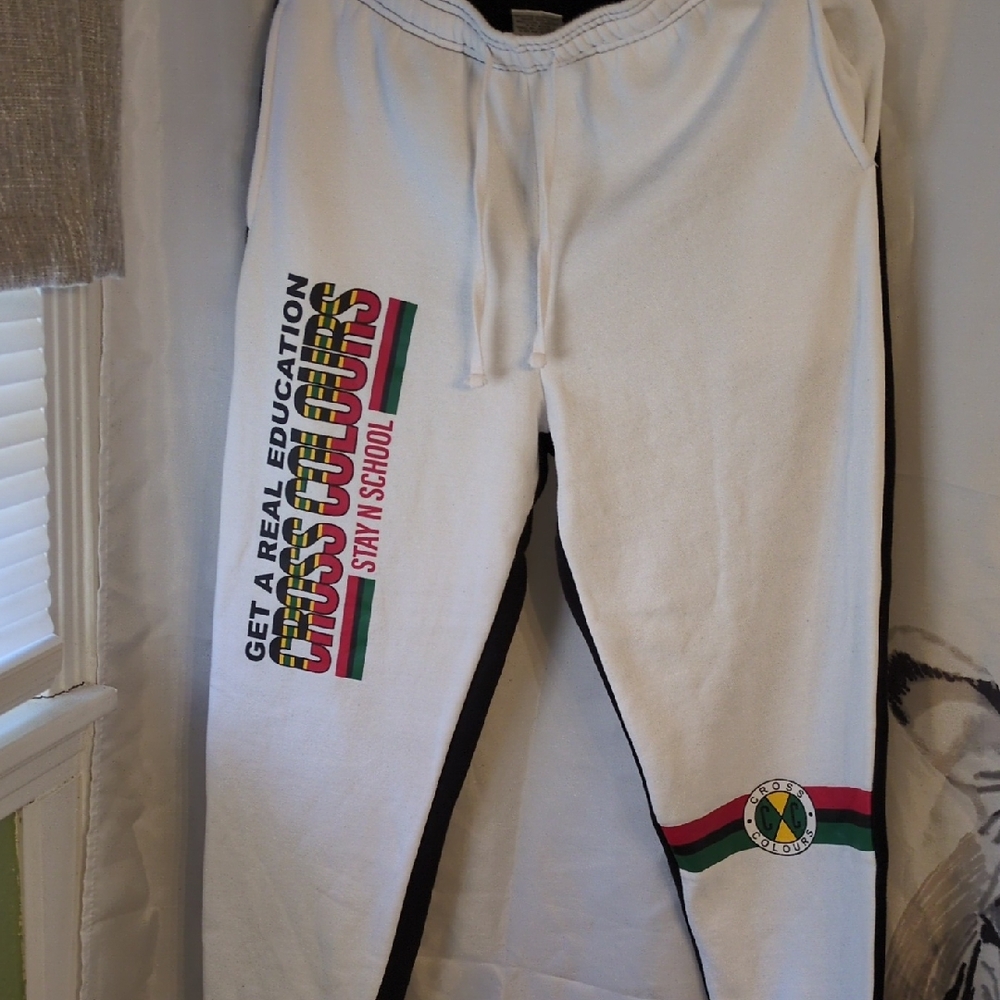 White Sweatpants with Graphic Print